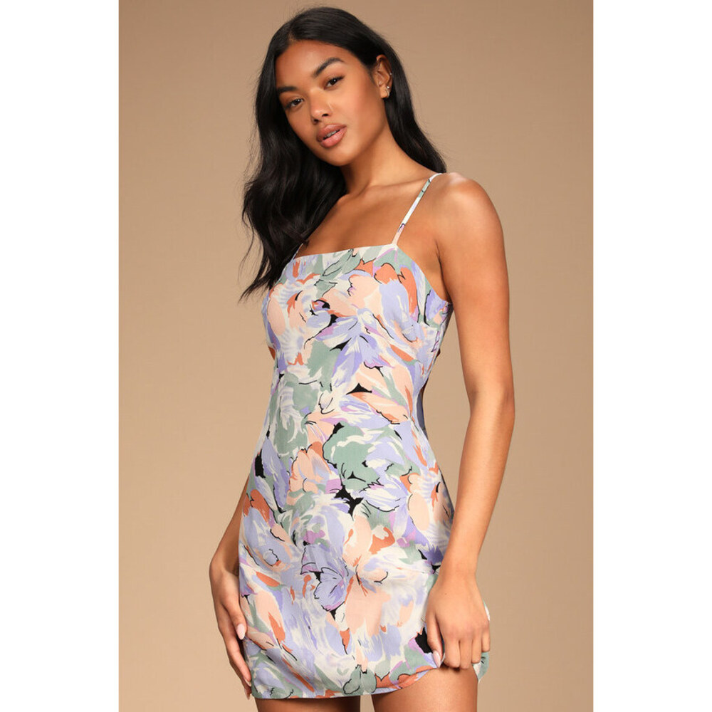 Lulus Impressions Of Love Multi Floral Print Tie-back Mini Dress Other - Size M